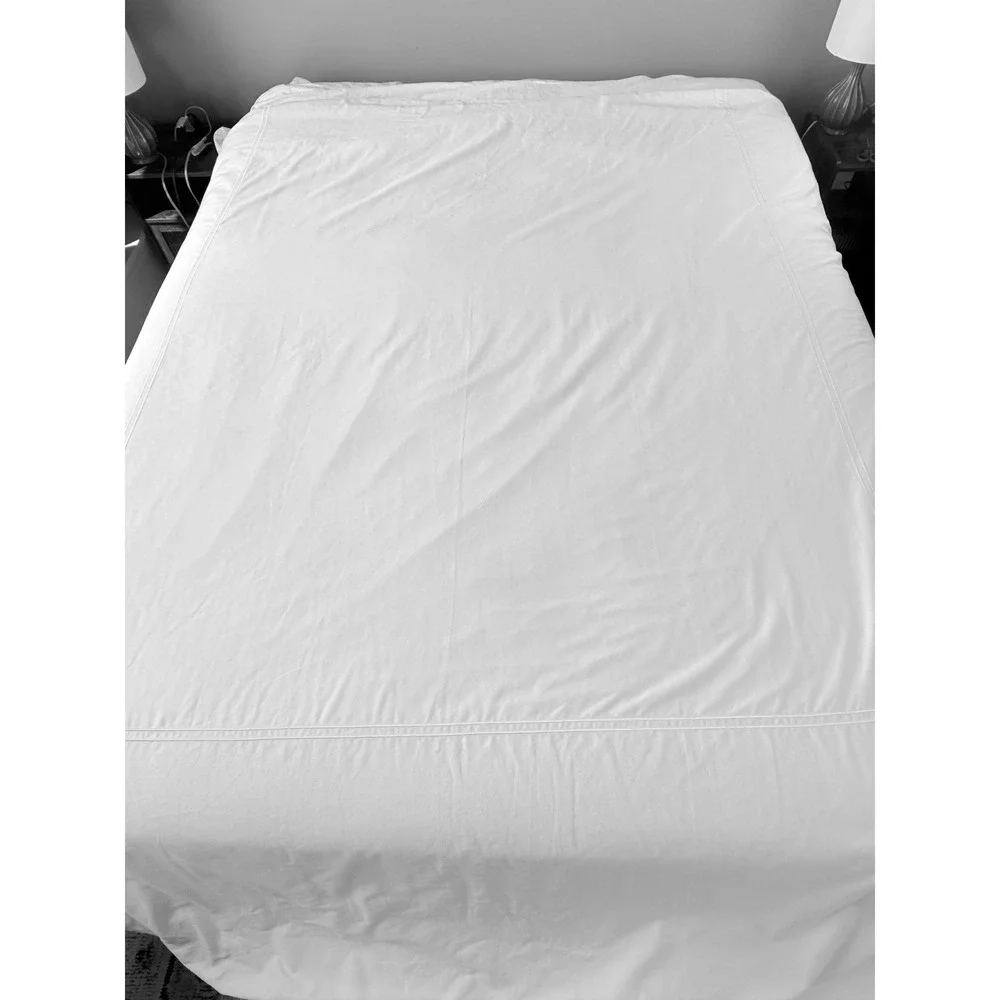 Cuddledown Queen Duvet Cover White 100% Cotton Double Row Embroidered Hotel